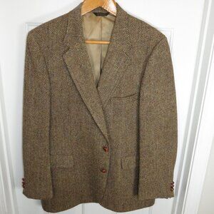Vintage Harris Tweed Handwoven Pure Scottish Wool Coat 2-Button Blazer Mens 44R